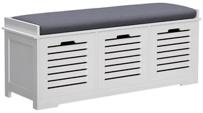 HOMCOM Banc pentru pantofi dulap pentru pantofi cu 3 sertare și pernă detașabilă, dim. 108l x 35A x 43Î cm, alb | Aosom Romania