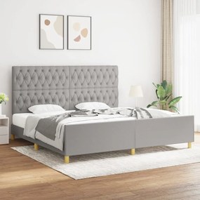 3125324 vidaXL Cadru de pat cu tăblie, gri deschis, 200x200 cm, textil
