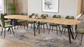 Mazzoni Masă ovală extensibilă EXPANSO Stejar Artisan / picioare negre
