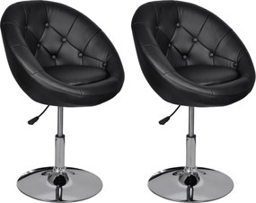 vidaXL Scaune de bar, 2 buc., negru, piele ecologică