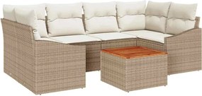 vidaXL Set de canapele pentru grădină 7 pcs Bej și crem poliratan
