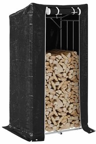 vidaXL Suport pentru lemne de foc cu capac de ploaie Oțel galvanizat