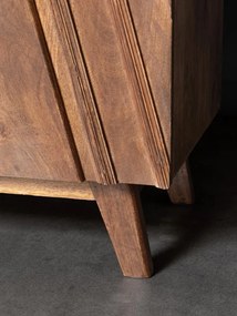 Set bufet și dulap din lemn masiv de mango, maro, cu câte 2 uși sculptate manual, finisaj natural, 91 x 75 x 41 cm și 135 x 70 x 42 cm, „Illusion”
