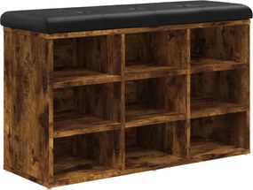 vidaXL Bancă de pantofi, stejar fumuriu, 82x32x50 cm, lemn prelucrat