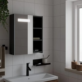 357967 vidaXL Dulap cu oglindă de baie cu LED, negru, 45x13x52 cm