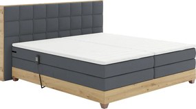 Pat electric reglabil, boxspring, gri închis/stejar artizanal, 160x200, TIANA