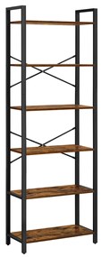Biblioteca TAYLOR 6 rafturi 186x66 cm, rustic maro