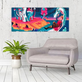 Tablou - Prinț și prințesa cu dragon (120x50 cm)