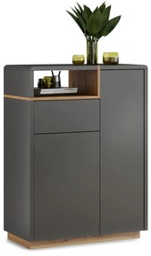 Mazzoni Set de mobilier FOLK Antracit (gri închis)/Stejar Artisan - MOBILIER MODERN PENTRU CAMERA DE ZI CU COMODĂ MARE TV