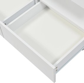 Masă de cafea modernă cu finisaj lucios, iluminare LED, 2 sertare, 100x60x49,5 cm, Alb