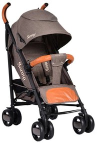 Carucior sport tip umbrela NOVOKIDS™ Sunny, Spatar reglabil 3 trepte, Cadru aluminiu, manere piele, Amortizoare, Frana picior,Pliabil ,Gri