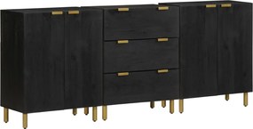 vidaXL Servante, 3 piese, negru, lemn prelucrat