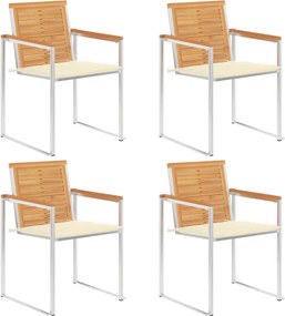 vidaXL Scaune de grădină cu perne, 4 buc., lemn masiv de tec