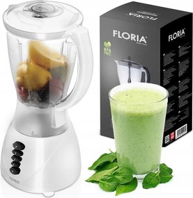 Blender FLORIA ZLN3081 ALB, Putere 300W, capacitate 1.5L, 3 viteze, Functie pulss, vas de plastic