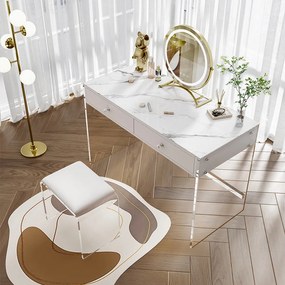 Masuta de toaleta pentru machiaj in stil Japandi cu oglinda Culoare - Alb DEPRIMO 43178