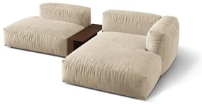 Colțar modular bej cu tapițerie din catifea (cu colț pe partea dreaptă/cu șezlong) Martina – Micadoni