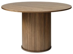 Masă de dining rotundă cu aspect de lemn de stejar ø 120 cm Nola – Unique Furniture