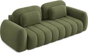Canapea verde extensibilă/cu spațiu de depozitare cu tapițerie din țesătură bouclé 266 cm Pele – Makamii