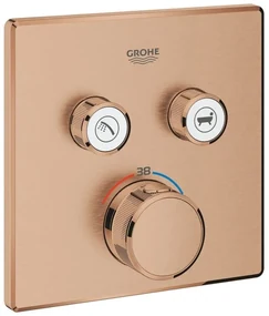 Grohe Grohtherm SmartControl Baterie dus cu termostat si 2 iesiri, patrata, cupru mat (brushed warm sunset)