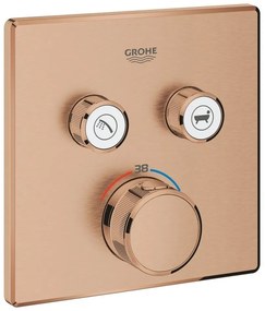 Grohe Grohtherm SmartControl Baterie dus cu termostat si 2 iesiri, patrata, cupru mat (brushed warm sunset)