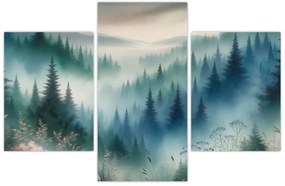 Tablou - Peisaj forestier cu ceață (90x60 cm)