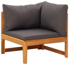 316320 vidaXL Canapea de colț cu perne gri închis, lemn masiv acacia