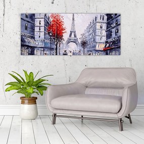 Tablou - Străzi din Paris, pictură în ulei (120x50 cm)