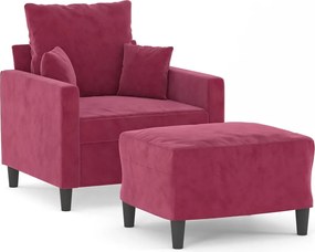 vidaXL Fotoliu canapea cu taburet, roșu vin, 60 cm, catifea