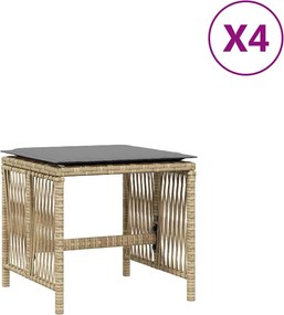 vidaXL Scaune de grădină cu perne 4 buc. mix bej 41x41x36 cm poliratan