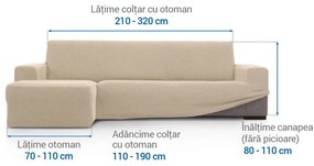 Huse super elastice HARMONIA smântânii canapea cu otoman stânga (l. 210 - 320 cm)