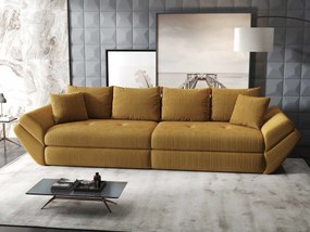 Canapea extensibilă dumonde cu ladă de depozitare si sezut confortabil din spuma high-density, Loana Zoom Mustar 300x100 cm