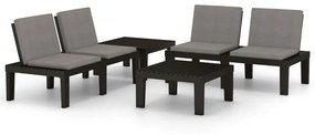 3059832 vidaXL Set mobilier de grădină cu perne, 4 piese, gri, plastic