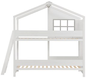 Pat supraetajat pentru copii Dream House 90 x 200 cm cu 2 paturi si o scara