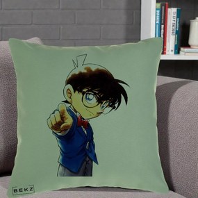 Perna Personalizata Detective Conan Conan Arata, 40x40 cm, Verde, Husa Detasabila, Perna Inclusa, BEKZ®