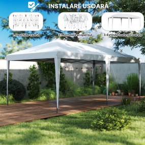 Outsunny Pavilion 6 x 3 m pop-up pliabil pentru grădină, geantă inclusă, oțel epoxidic, Oxford densitate mare, gri | Aosom Romania