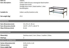 Masuta de cafea design LUX Princess, alama vintage/ negru