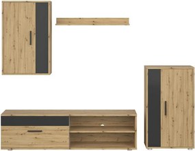 Mobilier living BENSON, stejar artisan/negru, PAL