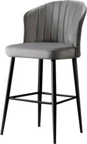 Set 2 scaune bar RUBI, gri/negru, stofa catifelata/metal, 52x42x97 cm