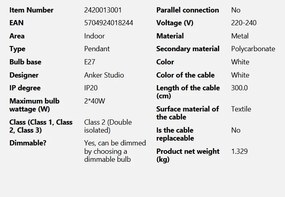 Lustra/Pendul modern design nordic Versale 35cm alb
