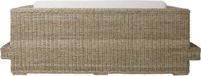 Set lounge exterior din fibre naturale împletite și structura din lemn de tec cu 2 canapele, măsuță de cafea și perne, „Borneo”
