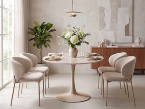 Masa rotunda de dining AMADEO cu blat ceramic 90x90 cm, bej