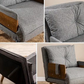 Fotoliu Extensibil Gri Deschis, Esme,190 x 70 cm