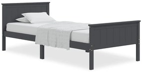322202 vidaXL Cadru de pat, gri, 90x200 cm, lemn masiv de pin