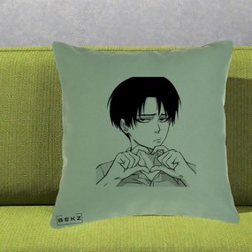 Perna Personalizata Levi Ackerman Inima, 40x40 cm, Verde, Husa Detasabila, Perna Inclusa, BEKZ®