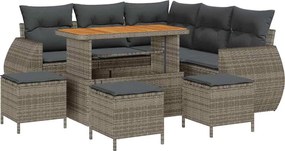 vidaXL Set de canapele pentru grădină 9 pcs Gri poliratan