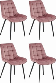 OFERTA Scaun din catifea roz inchis BERA cu picioare negre II. calitate