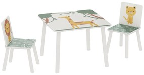 AIYAPLAY Set de Masă și Scaune pentru Copii, 3 Piese, Masă cu 2 Scaune pentru Dormitor, Grădiniță, Sală de Jocuri, Verde | Aosom Romania