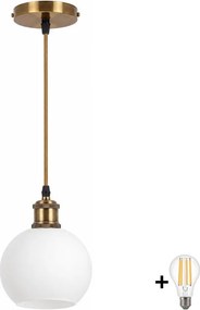 BRILAGI - Lustră LED pe cablu RETRO GLASS 1xE27/60W/230V Ø 15 cm auriu/alb