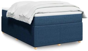 vidaXL Pat box spring cu saltea, albastru, 120x200 cm, textil