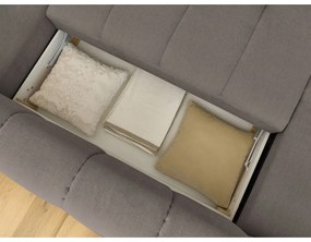 Colțar taupe extensibil/cu spațiu de depozitare (cu colț pe partea dreaptă/în formă de "U") Fuji – Bobochic Paris